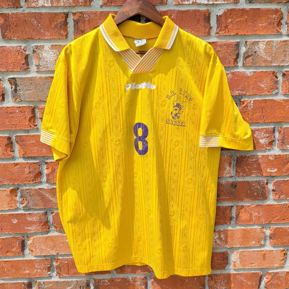 Lotto Soccer Jersey Mens Large Yellow C.E. Byrd High School Vintage 90s Sport